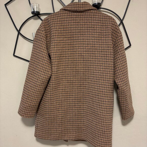 NWOT Oak + Fort Gingerbread Houndstooth Oversized Jacket Coat M - Picture 3 of 7